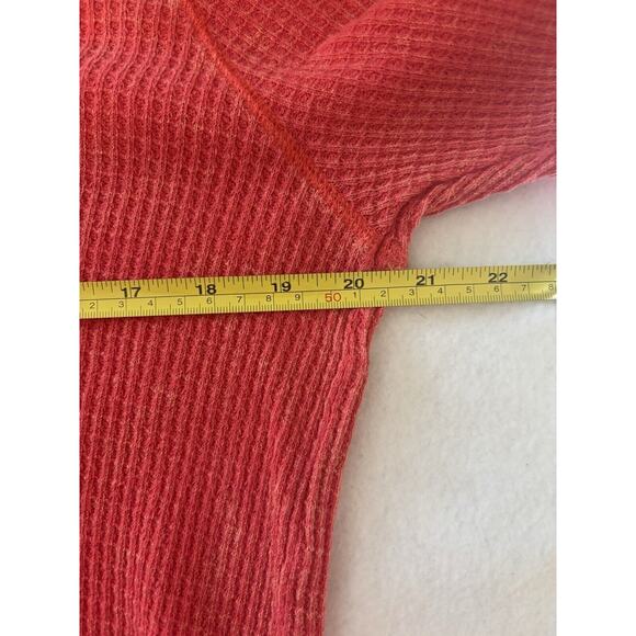 Free People Thermal Colorblock Waffle Knit Top Red Blue Long Sleeve M cozycore - Picture 3 of 5
